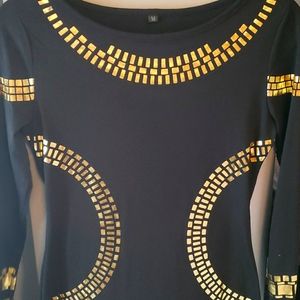 Black and gold long sleeve mini dress  SZ M worn only once no imperfections